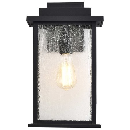 Nuvo Sullivan 1-Lgt Large Wall Lantern - Matte Black / Clear Seeded Glass 60/7376